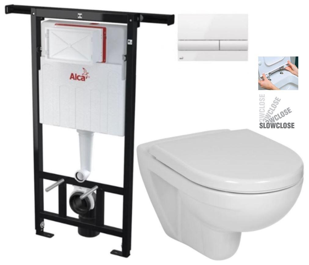 Obrázok ALCADRAIN Jádromodul - predstenový inštalačný systém s bielym tlačidlom M1710 + WC JIKA LYRA PLUS + SEDADLO duraplastu SLOWCLOSE AM102/1120 M1710 LY5