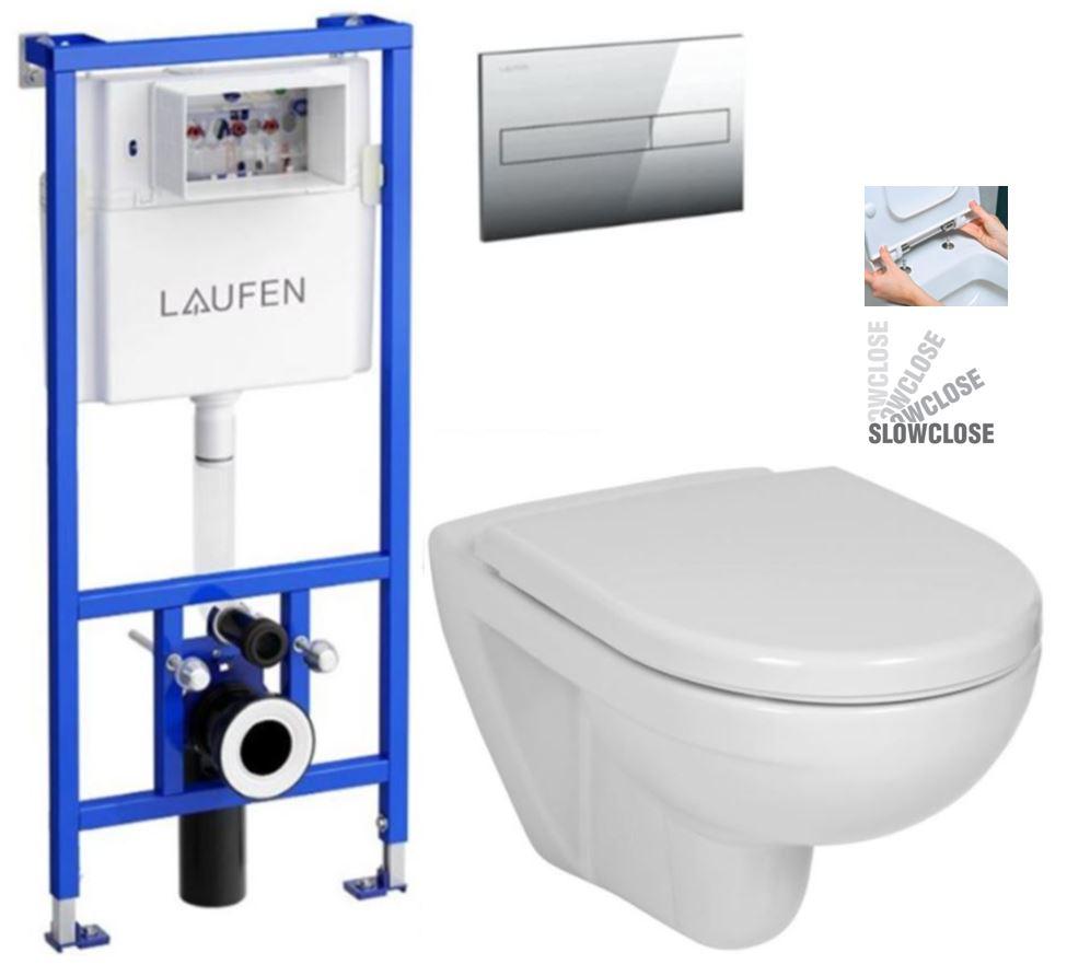 Obrázok LAUFEN Rámový podomietkový modul CW1 SET s chrómovým tlačidlom + WC JIKA LYRA PLUS + SEDADLO duraplastu SLOWCLOSE H8946600000001CR LY5