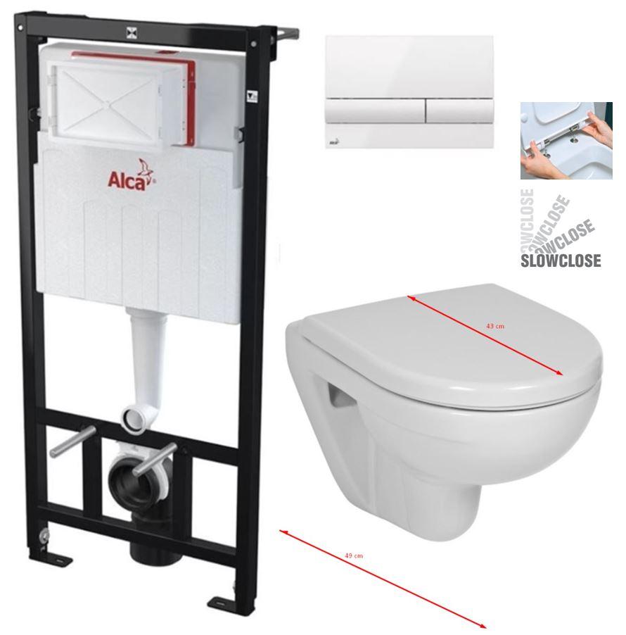 Obrázok ALCADRAIN Sádromodul - predstenový inštalačný systém s bielym tlačidlom M1710 + WC JIKA LYRA PLUS 49 + SEDADLO duraplastu SLOWCLOSE AM101/1120 M1710 LY4