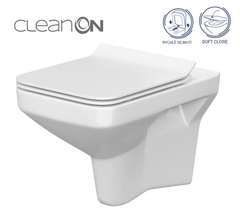 Obrázok CERSANIT - SET 742 ZÁVĚSNÁ WC MÍSA COMO CLEANON SE SEDÁTKEM DUR ANTI SOFTCLOSE (K701-102)