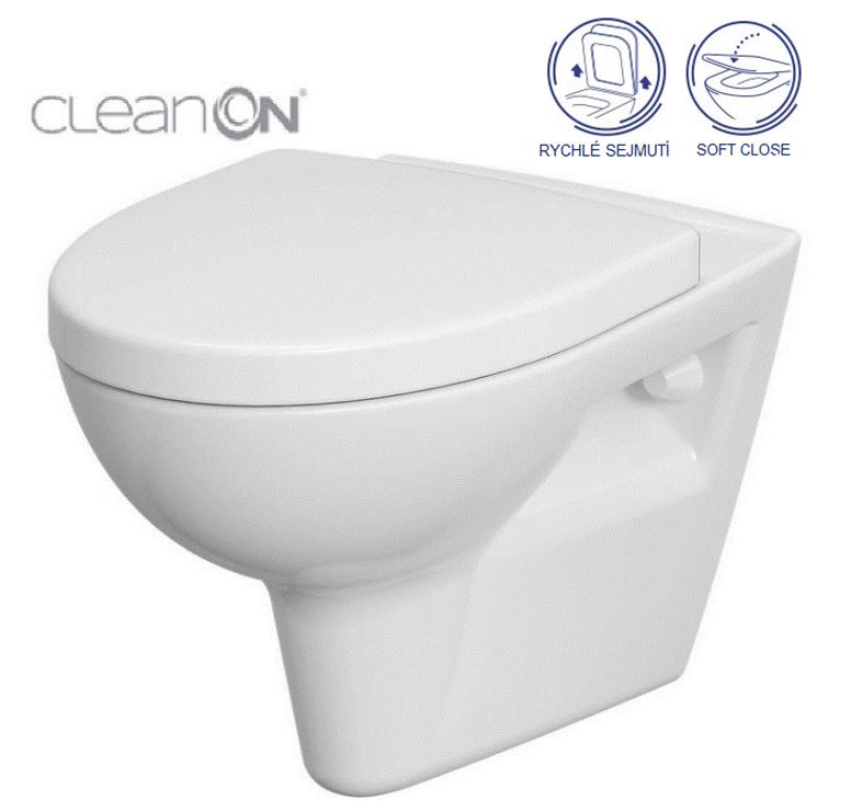 Obrázok CERSANIT - SET 547 ZÁVĚSNÁ WC MÍSA PARVA NEW CLEANON SE SEDÁTKEM DUR ANTI SOFTCLOSE (K701-015)