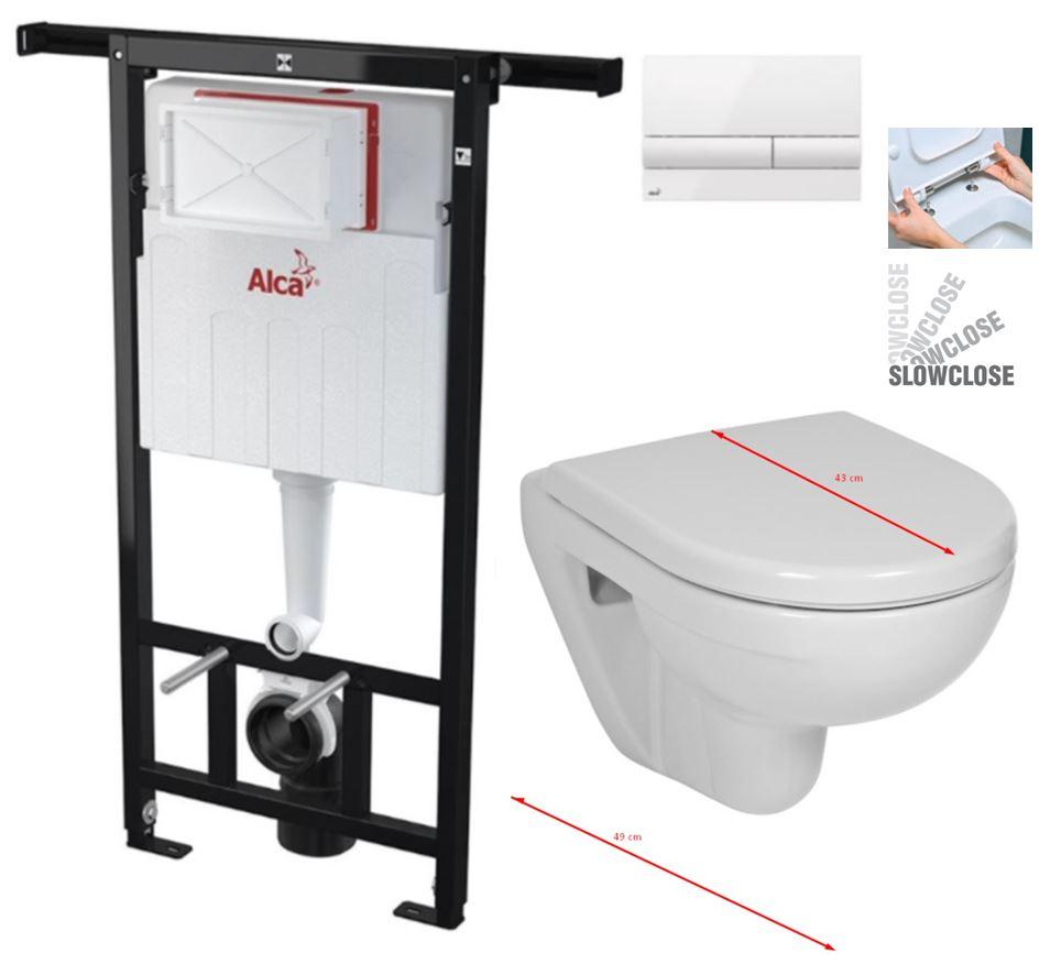 Obrázok ALCADRAIN Jádromodul - predstenový inštalačný systém s bielym tlačidlom M1710 + WC JIKA LYRA PLUS 49 + SEDADLO duraplastu SLOWCLOSE AM102/1120 M1710 LY4