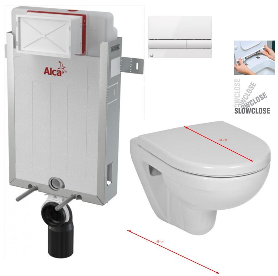 Obrázok ALCADRAIN Renovmodul - predstenový inštalačný systém s bielym tlačidlom M1710 + WC JIKA LYRA PLUS 49 + SEDADLO duraplastu SLOWCLOSE AM115/1000 M1710 LY4