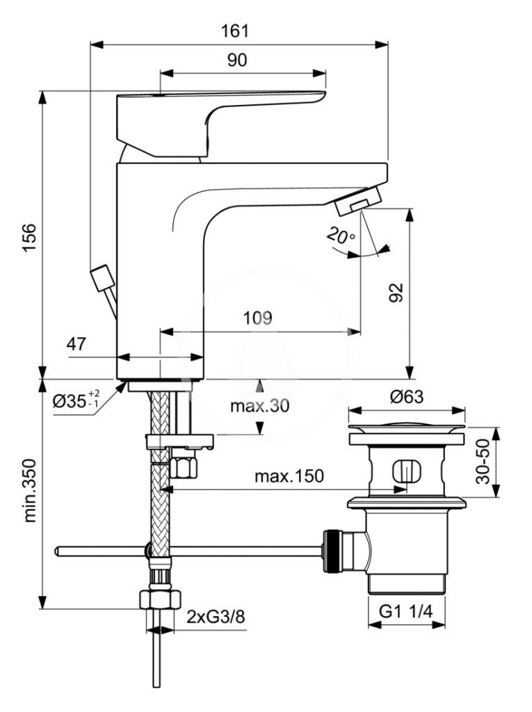 Obrázok IDEAL STANDARD - Ceraplan III Umyvadlová baterie SLIM s výpustí, chrom (BC560AA)