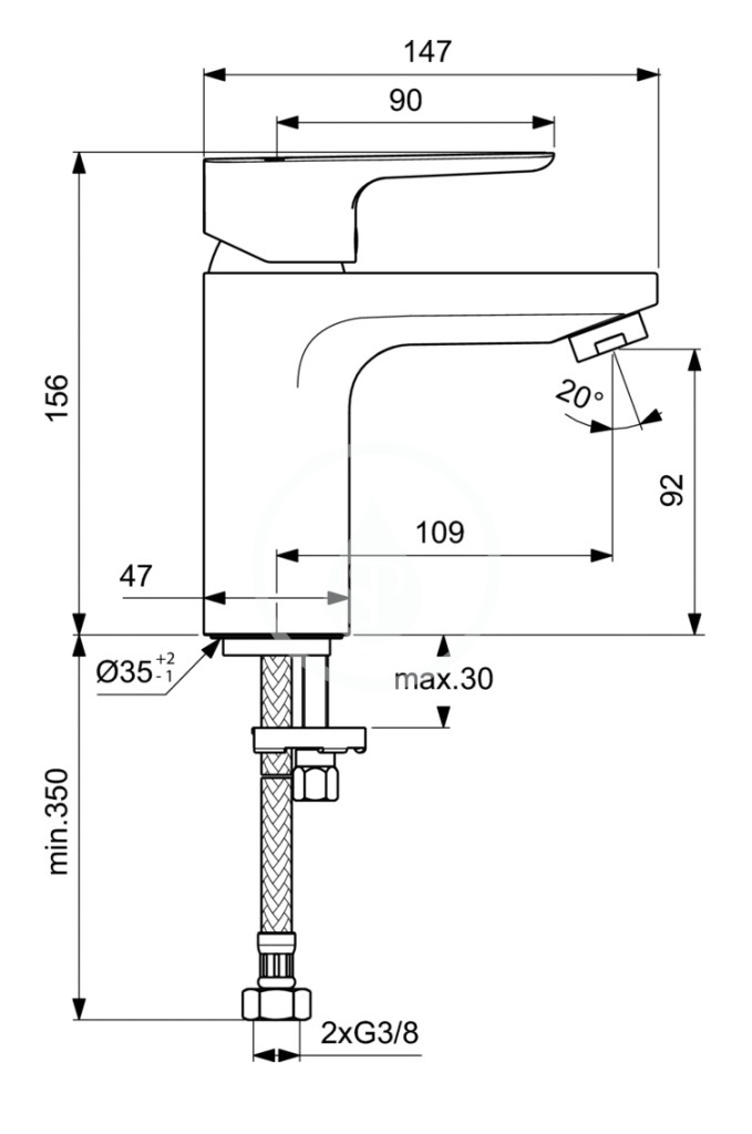 Obrázok IDEAL STANDARD - Ceraplan III Umyvadlová baterie SLIM, chrom (BC567AA)