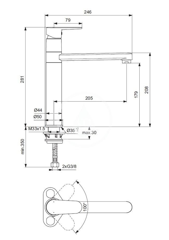 Obrázok IDEAL STANDARD IDEAL STANDARD - Cerafine O Drezová batéria, čierna/chróm BC501U4