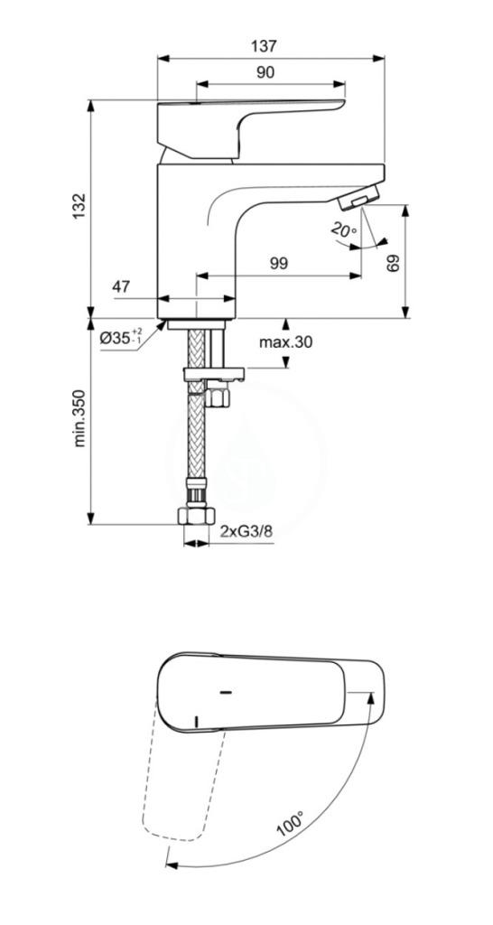 Obrázok IDEAL STANDARD - Ceraplan III Umývadlová batéria SLIM, BlueStart, chróm BC565AA