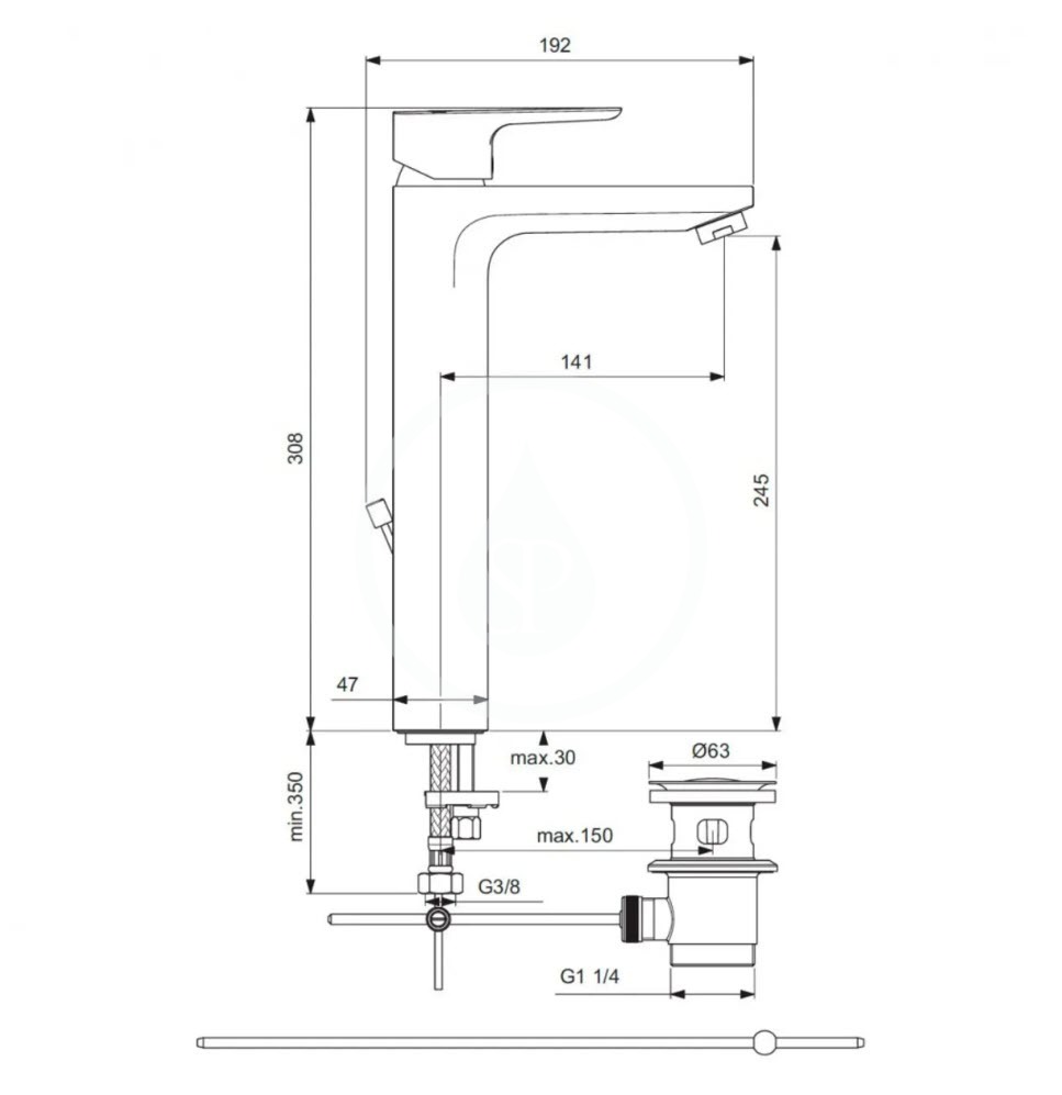 Obrázok IDEAL STANDARD - Ceraplan III Umyvadlová baterie SLIM s výpustí, chrom (BC561AA)