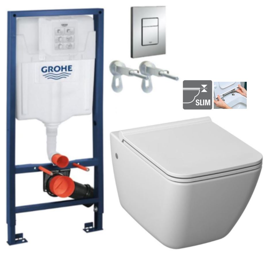 Obrázok Rapid SL pro závěsné WC 38528SET s chromovou deskou + WC JIKA PURE + SEDÁTKO DURAPLAST (38772001 PU1)