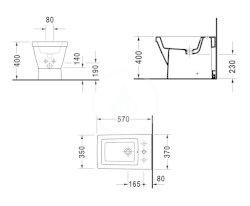 Obrázok DURAVIT - 2nd floor Trojotvorový stojaci bidet s prepadom, 370mm x 570mm, biely 0136100030