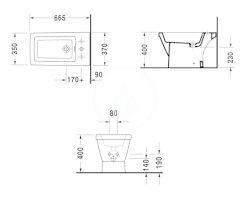 Obrázok DURAVIT - 2nd floor Jednootvorový stojaci bidet s prepadom, 370mm x 665mm, biely 0137100000