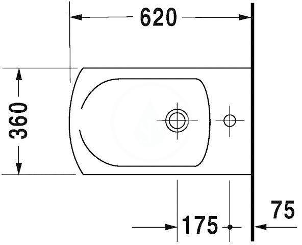 Obrázok DURAVIT - Caro Závěsný bidet, 360 mm x 620 mm, bílý - bidet 0290150000