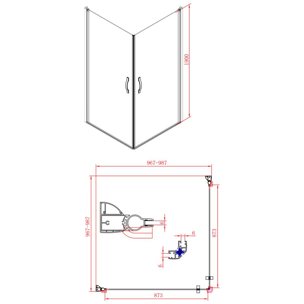 Obrázok GELCO - One štvorcová sprchová zástena 1000x1000 mm L/P varianta,rohový vstup GO4910GO4910