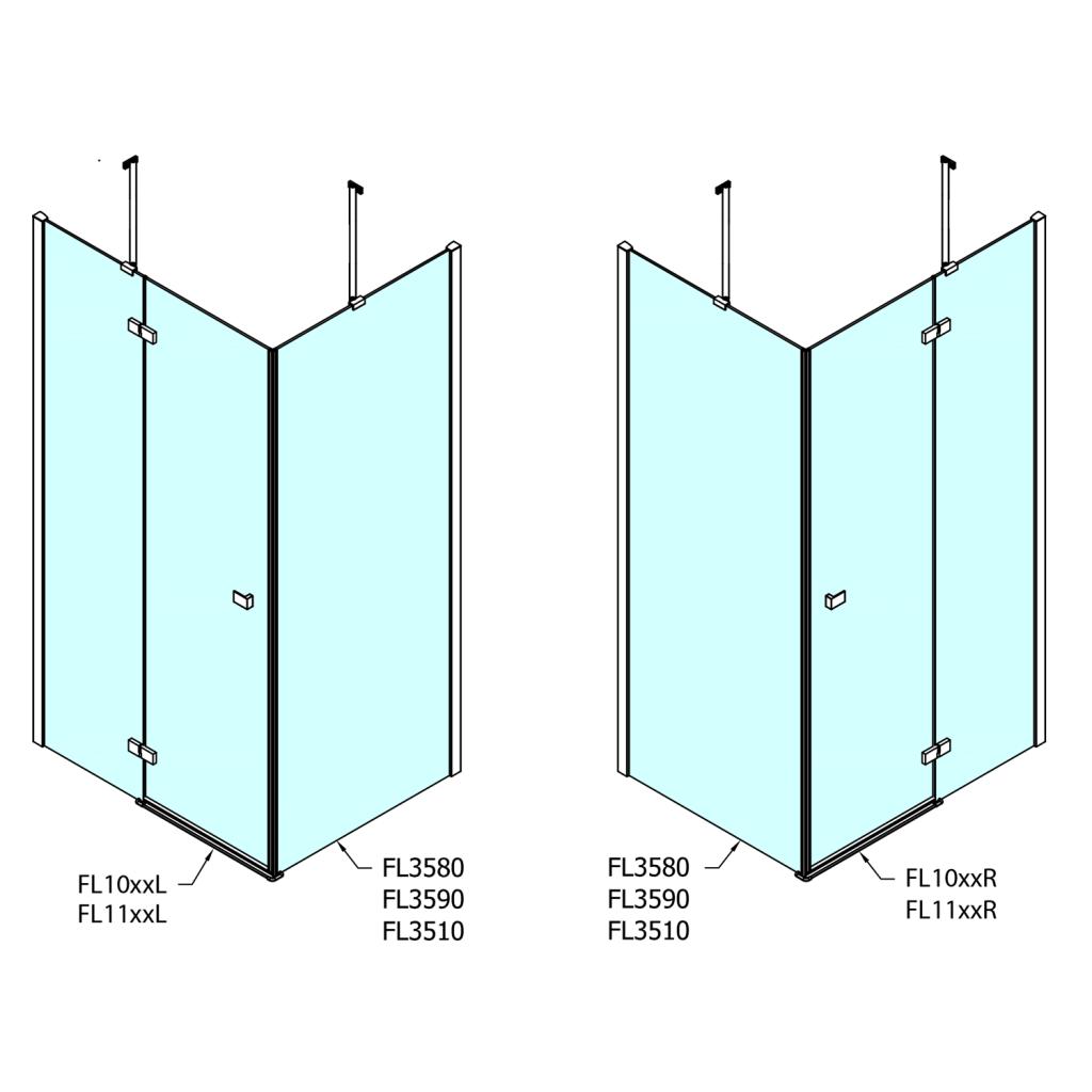 Obrázok POLYSAN - FORTIS LINE štvorcová sprchová zástena 1300x1300 mm, rohový vstup FL1113LFL1113R