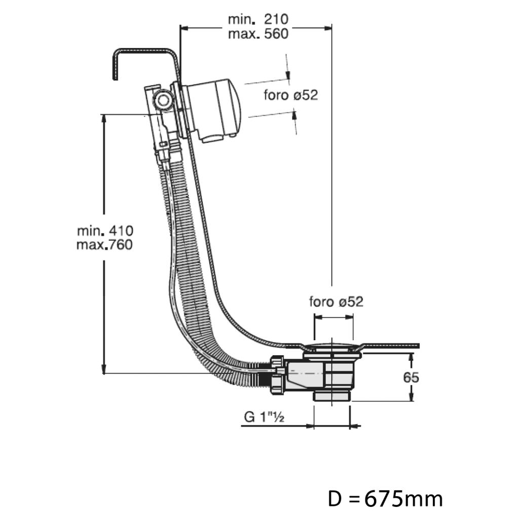 Obrázok SILFRA - MODEL A6 vaňová súprava s napúšťaním, bovden, dĺžka 675mm, zátka 72mm, zlato A63770052