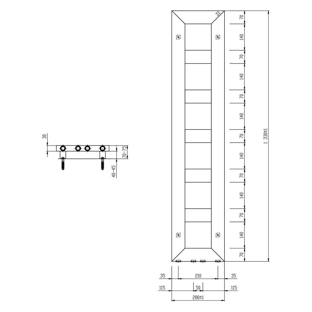 Obrázok SAPHO - BLOCK vykurovacie teleso 280x1330 mm, biela matná IR183