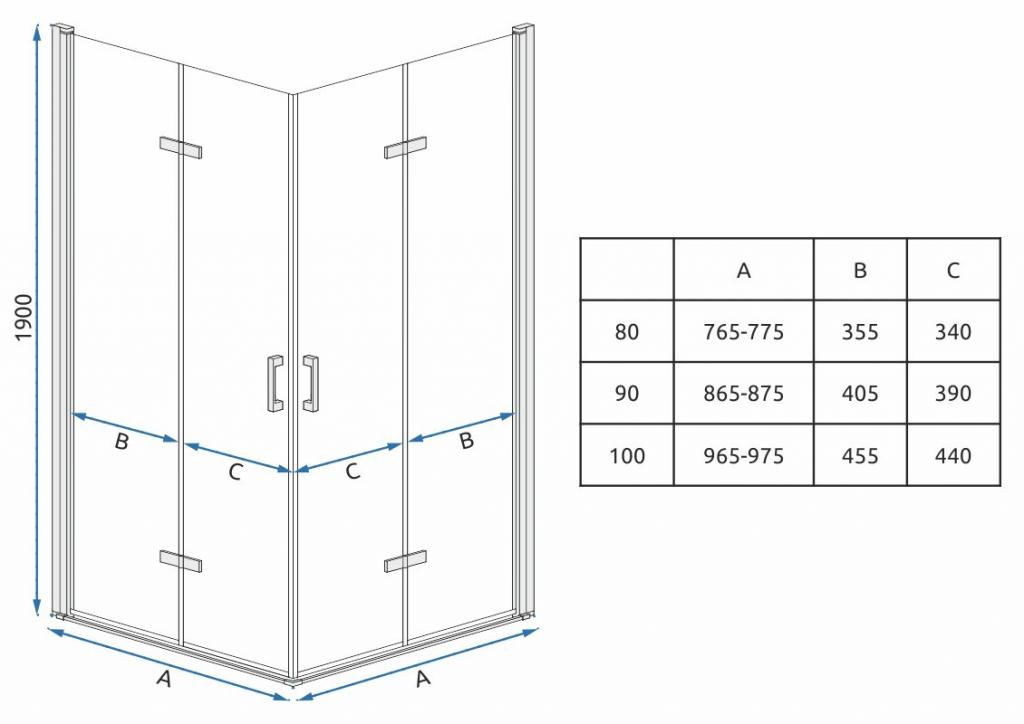 Obrázok REA/S - Sprchovací kút Moliere dvere / dvere 90x90 MOLDD090090