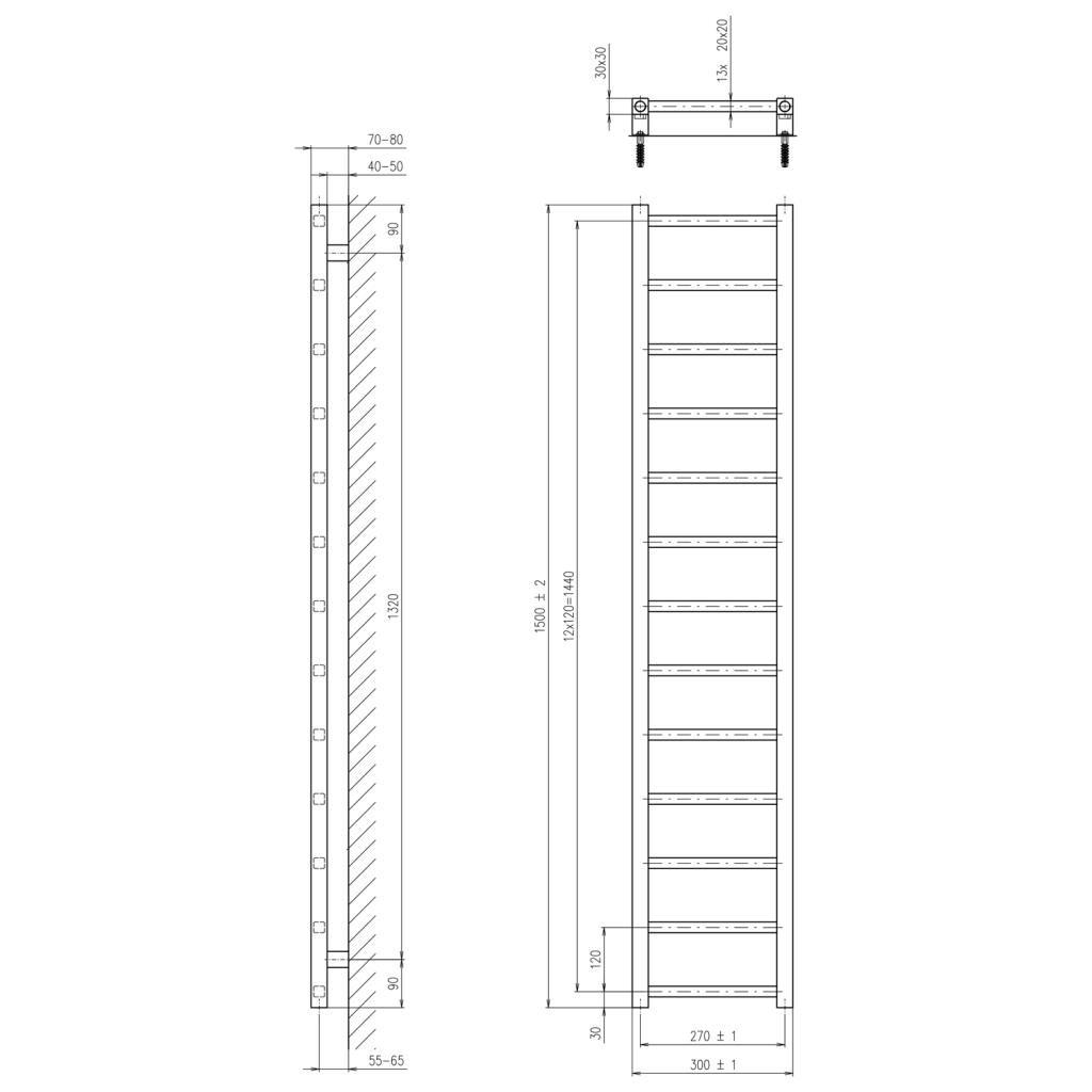 Obrázok SAPHO - METRO LIGHT vykurovacie teleso 300x1500mm, čierna mat IR446