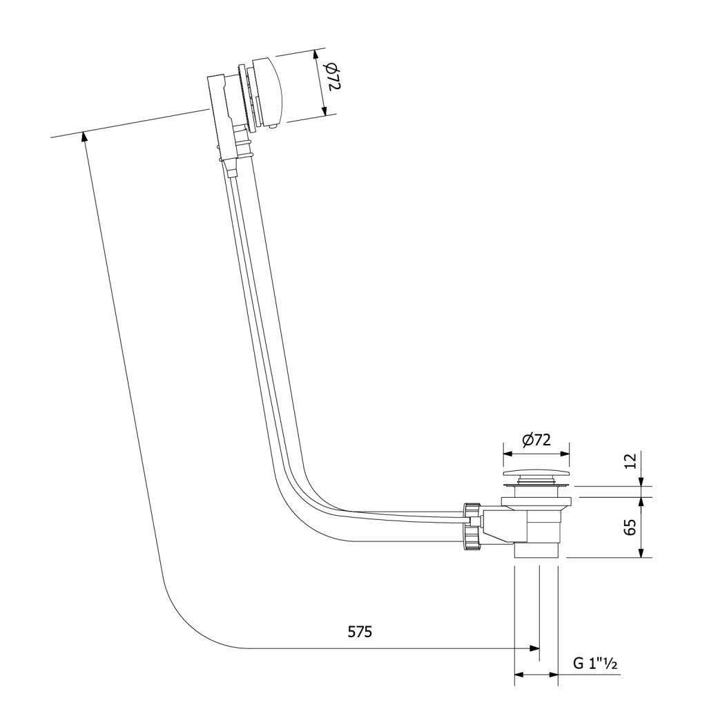 Obrázok POLYSAN - Vaňová súprava s bovdenom, dĺžka 575mm, zátka 72mm, zlato 71680G