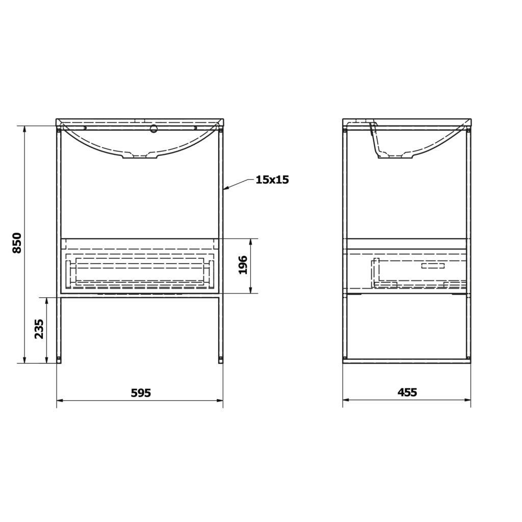 Obrázok SAPHO - SKA konzola pod umývadlo so zásuvkou 600x850x460mm, čierna mat/biela lesk SKA601