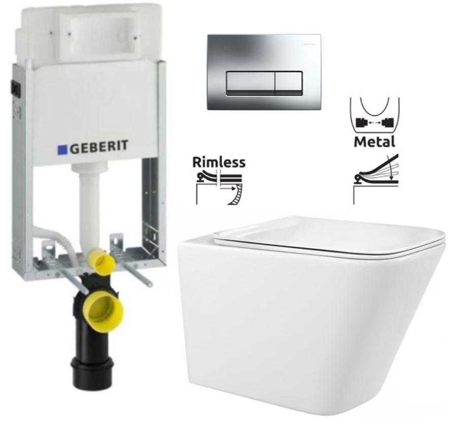 Obrázok GEBERIT KOMBIFIXBasic vr. chrómového tlačidla DELTA 51 + WC REA Raul Rimless + SEDADLO 110.100.00.1 51CR RA1