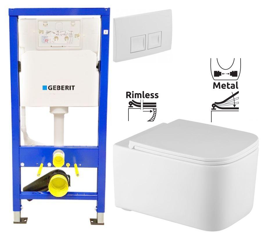 Obrázok GEBERIT DuofixBasic s bielym tlačidlom DELTA50 + WC REA Tino Rimlesss + SEDADLO 458.103.00.1 50BI TR1