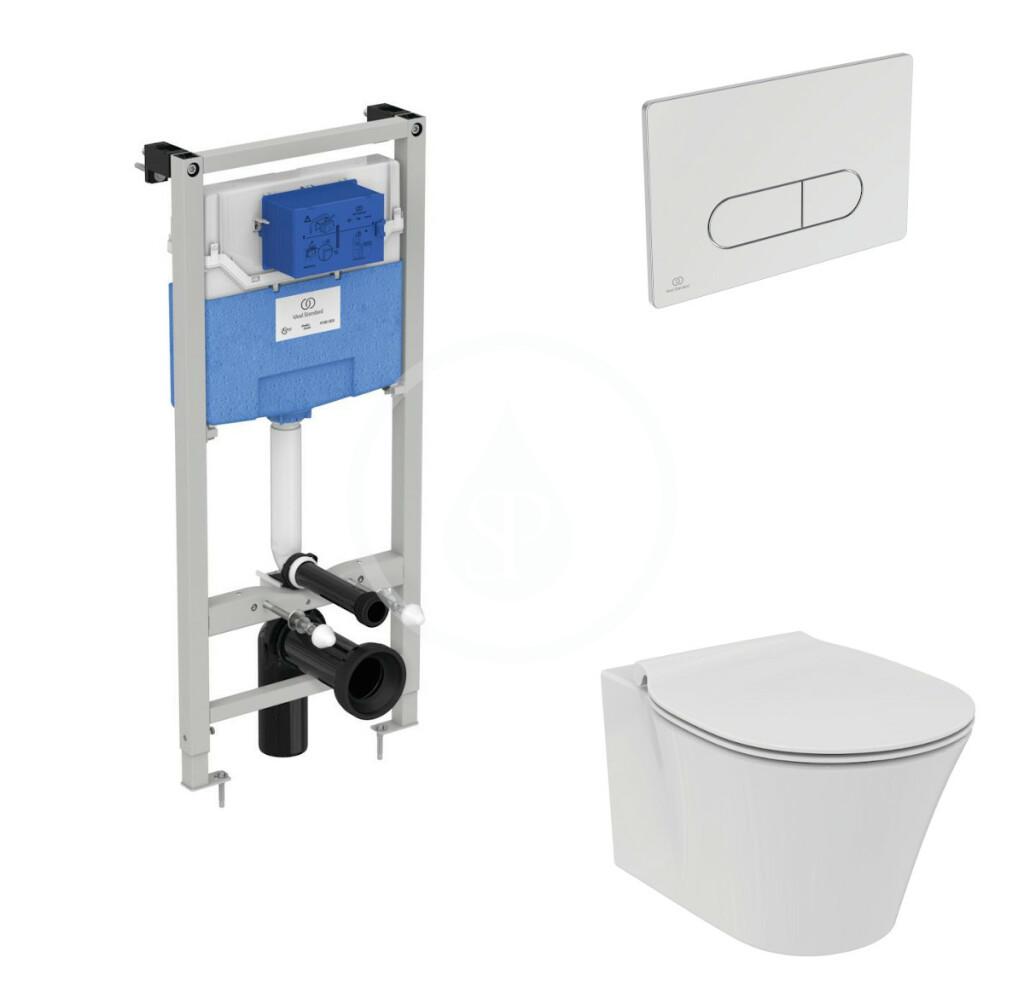 Obrázok IDEAL STANDARD - ProSys Set predstenovej inštalácie ProSys, klozetu a WC dosky Connect Air, tlačidla Oleas M1, Aquablade, SoftClose, chróm R040401