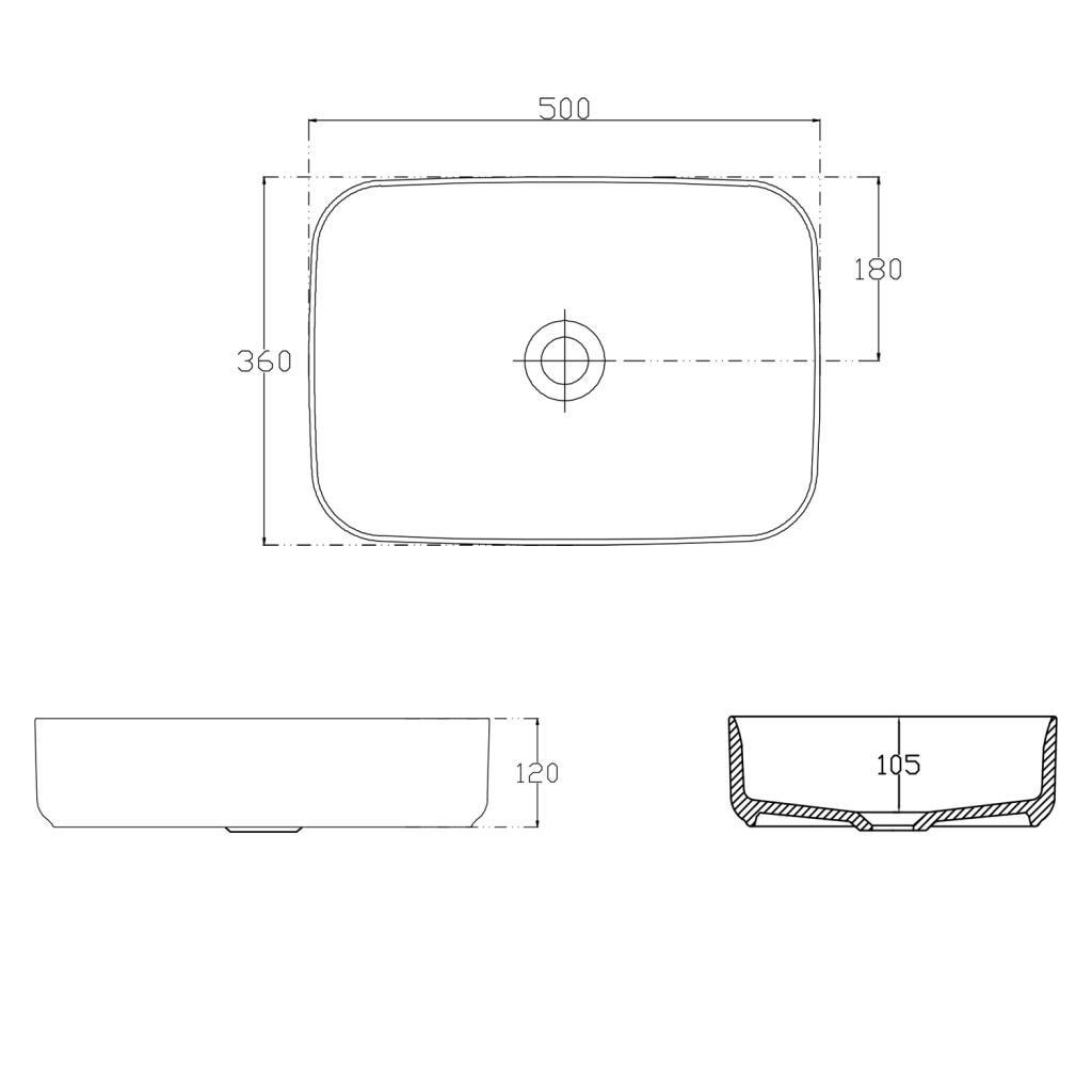 Obrázok SAPHO - INFINITY RECTANGLE keramické umývadlo na dosku, 50x36 cm, biela 10NF65050