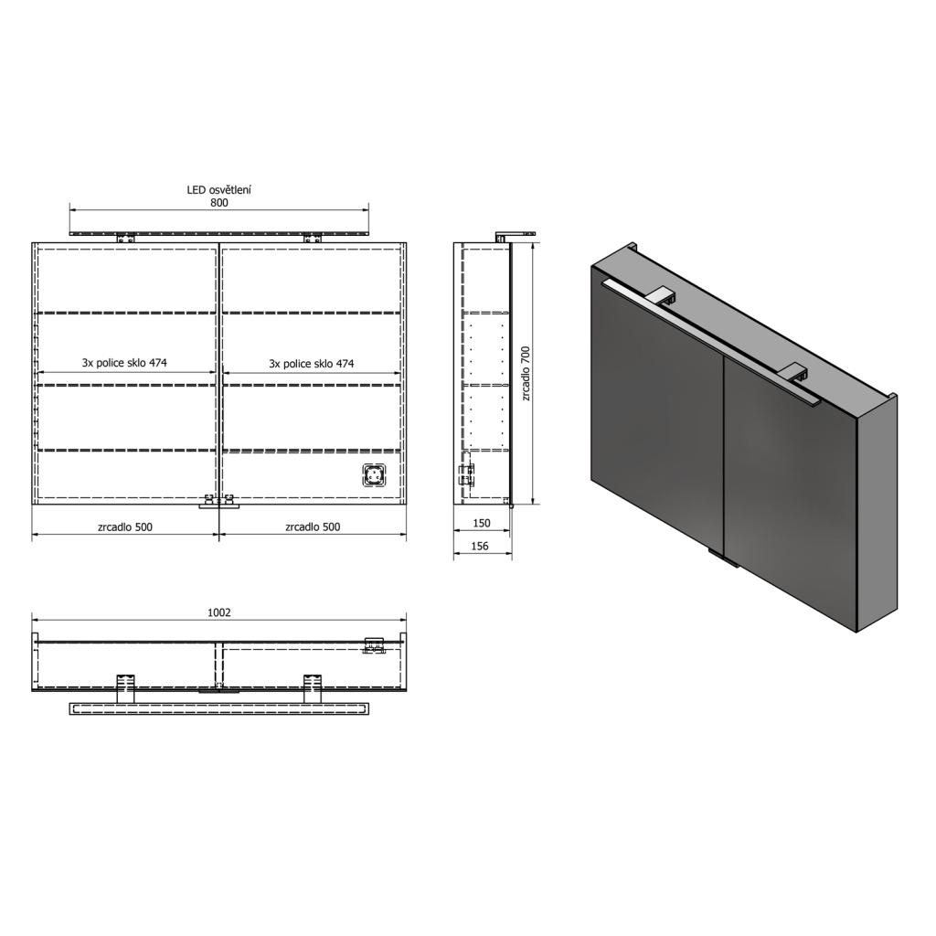 Obrázok SAPHO - MIRRÓ galérka s LED osvetlením, 100x70x16cm, biela MC100-0030