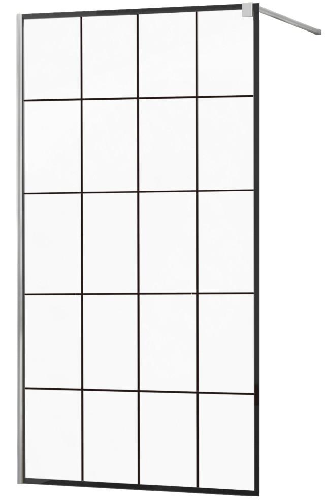 Obrázok MEXEN/S - KIOTO Sprchová zástena WALK-IN 130x200 cm 8 mm, chróm, čierny vzor 1 800-130-101-01-77