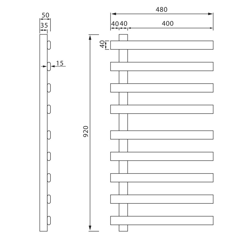 Obrázok SAPHO - ELCOR elektrický sušiak uterákov 480x920x50mm, 128W, biela matná EB450