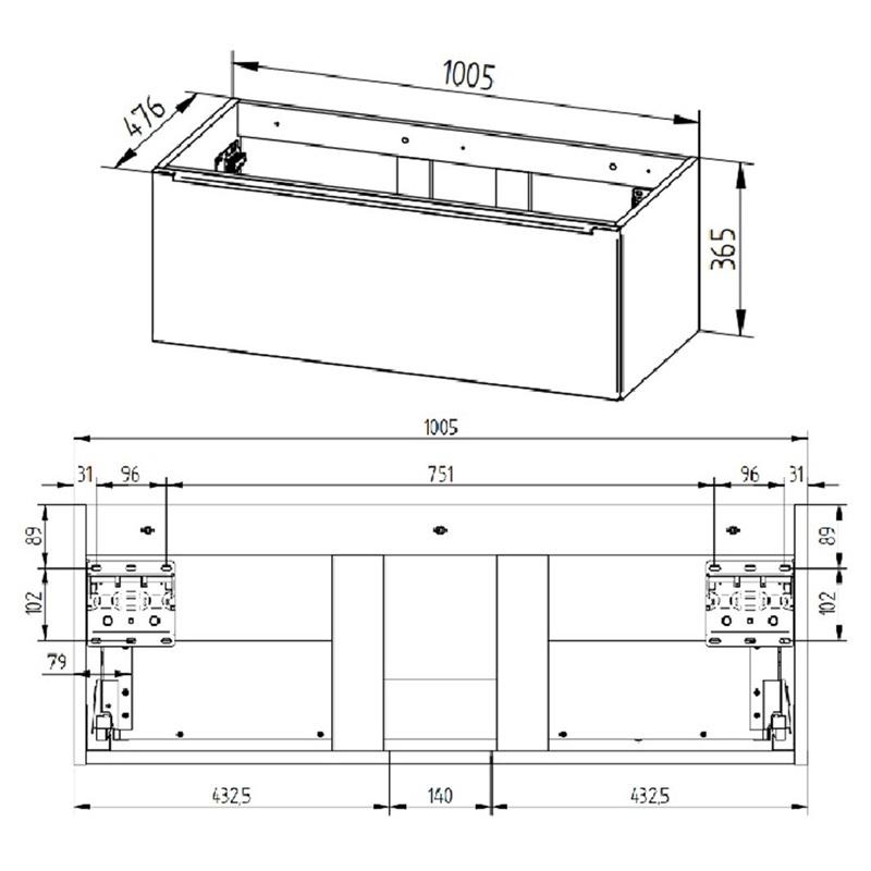 Obrázok MEREO - Mailo, kúpeľňová skrinka s keramickým umývadlom 101 cm, biela CN517