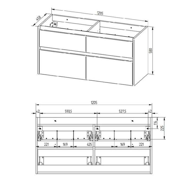 Obrázok MEREO - Opto, kúpeľňová skrinka s keramickým umývadlom 121 cm, biela CN913