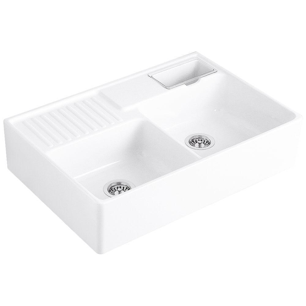 Obrázok VILLEROY & BOCH VILLEROY & BOCH - Keramický drez Double-bowl sink White alpin modulový 895 x 630 x 220 bez excentra 632391R1