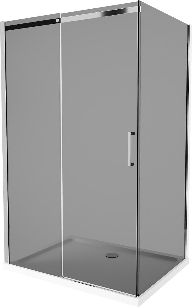 Obrázok MEXEN/S - Omega sprchovací kút 130 x 80 cm, grafit, chróm + vanička vrátane sifónu 825-130-080-01-40-4010