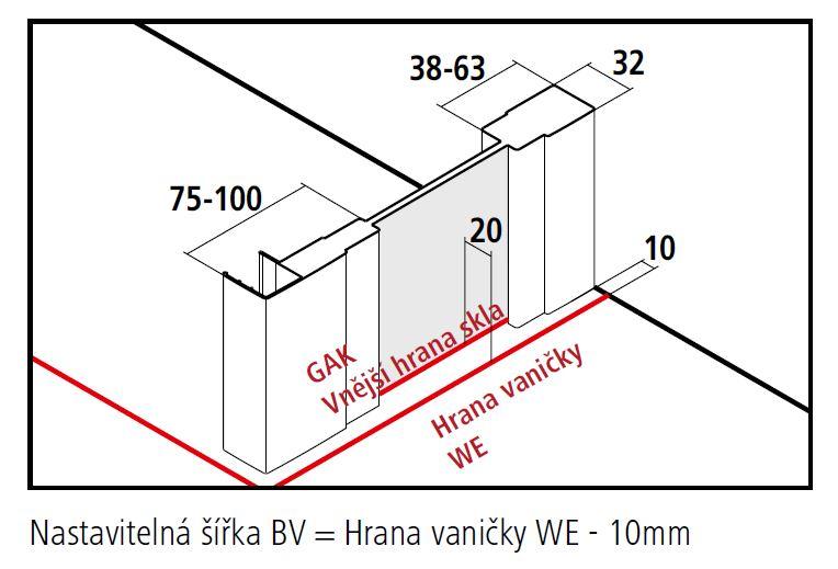 Obrázok Kermi Bočná stena Cada XS TWD 1200x2000 1160-1210 STR.LESK číre+Clean CKTWD12020VPK