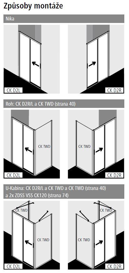 Obrázok Kermi Posuvné dvere Cada XS D2L 1200x2000 1160-1210 STR.LESK číre+Clean CKD2L12020VPK