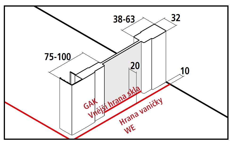 Obrázok Kermi Bočná stena Cada XS TWD 1000x2000 960-1010 BIELA číre+Clean CKTWD100202PK