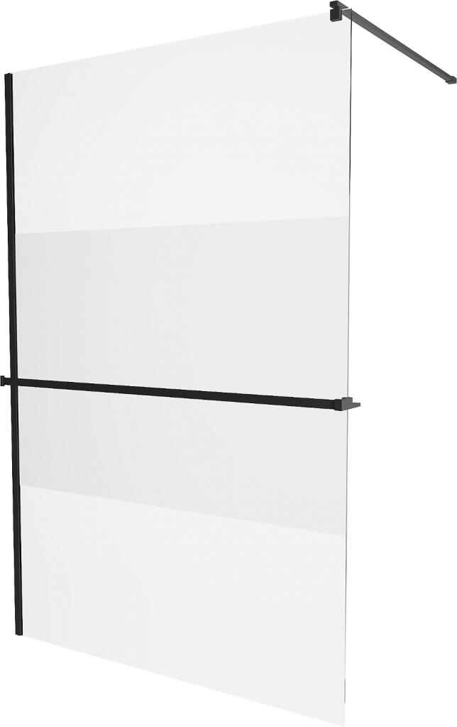 Obrázok MEXEN/S - KIOTO Sprchová zástena WALK-IN s poličkou a držiakom uterákov 70 x 200 cm, transparent/matné sklo 8 mm, čierna 800-070-121-70-35