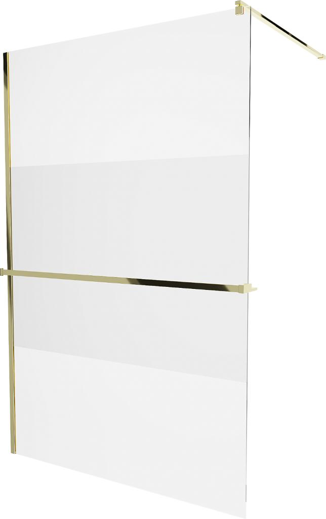 Obrázok MEXEN/S - KIOTO Sprchová zástena WALK-IN s poličkou a držiakom uterákov 80 x 200 cm, transparent 8 mm, zlatá 800-080-121-50-35