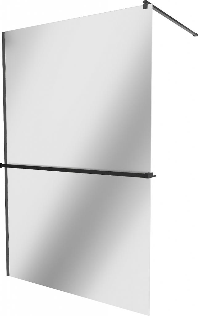 Obrázok MEXEN/S - KIOTO Sprchová zástena WALK-IN s poličkou a držiakom uterákov 110 x 200 cm, zrkadlové 8 mm, čierna 800-110-121-70-50