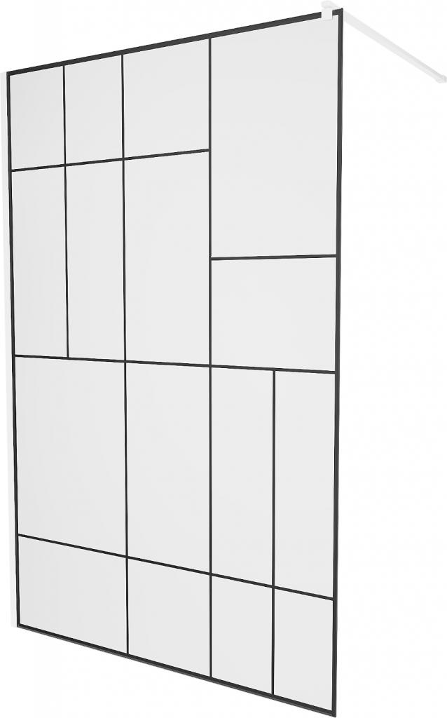 Obrázok MEXEN/S - KIOTO Sprchová zástena WALK-IN 70 x 200 cm, transparent/čierny vzor 8 mm, biela 800-070-101-20-78