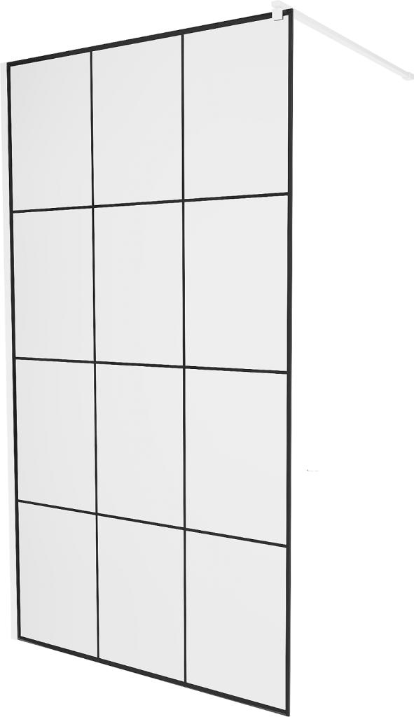 Obrázok MEXEN/S - KIOTO Sprchová zástena WALK-IN 100 x 200 cm, transparent/čierny vzor 8 mm, biela 800-100-101-20-77