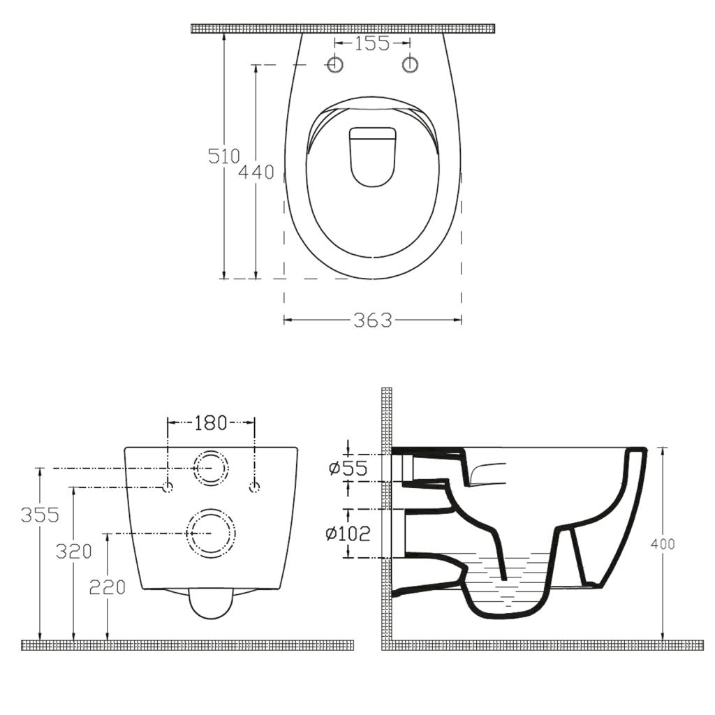 Obrázok ISVEA - SENTIMENTI závesná WC misa, Rimless, 51x36 cm, biela 10AR02010SV