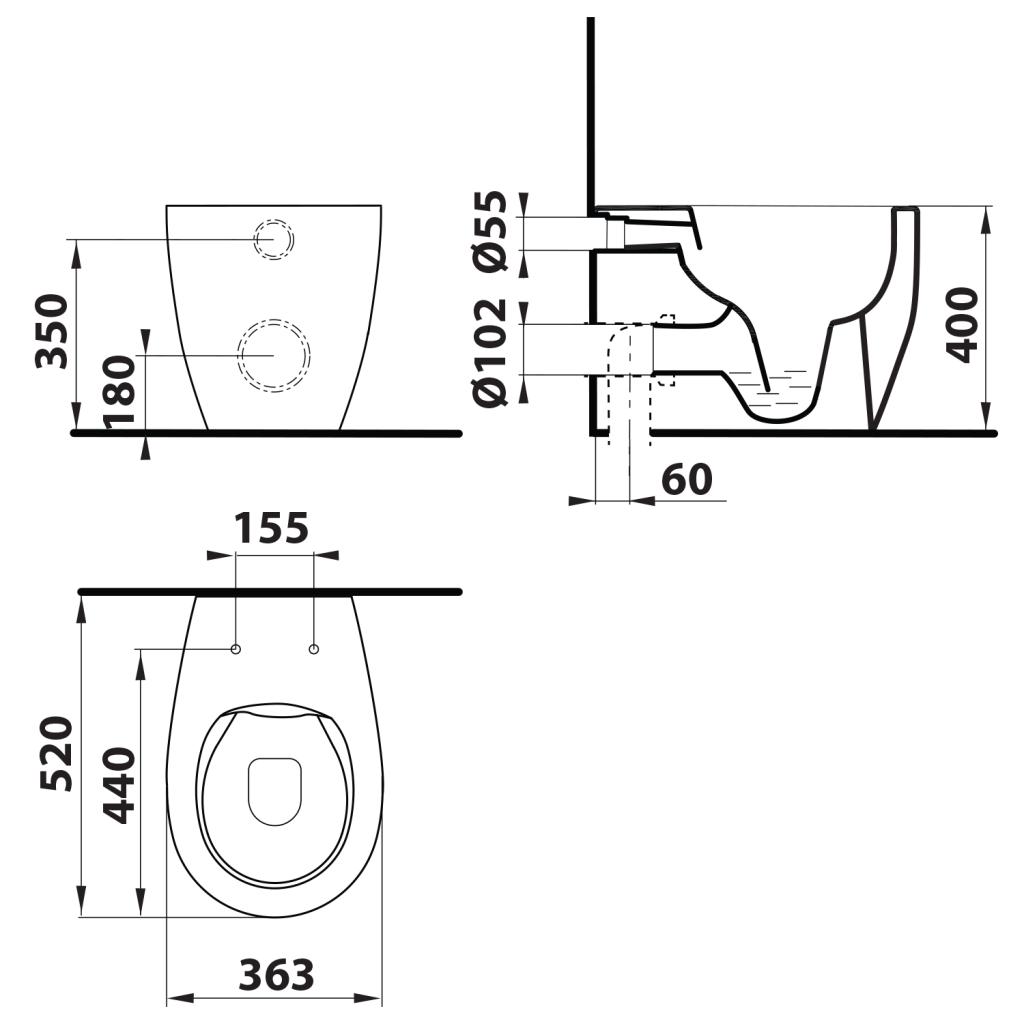 Obrázok ISVEA - SENTIMENTI stojace WC, Rimless, 36x52 cm, biela (SmartFixPlus) 10SM10004SV