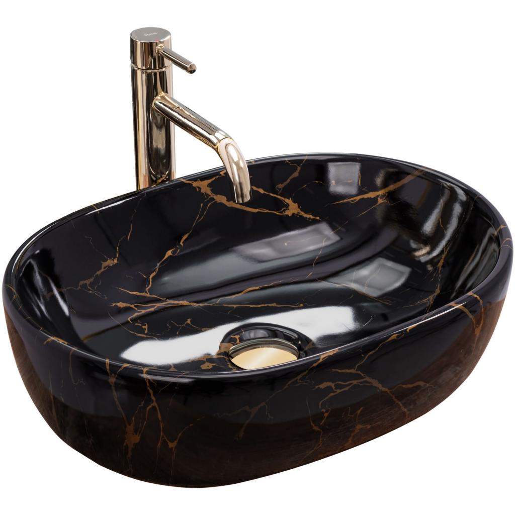 Obrázok Umývadlo na dosku Rea Amelia Black Marble shiny REA-U8000