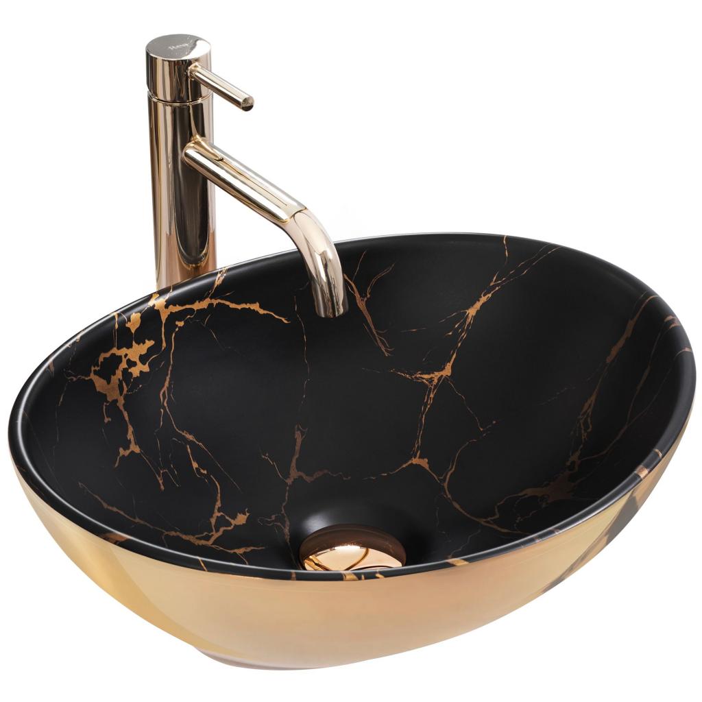 Obrázok Umývadlo na dosku Rea Sofia in Gold marble black REA-U8011