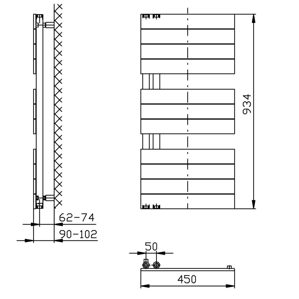 Obrázok AQUALINE - MILI vykurovacie teleso 450x934 mm, čierny mat DC606T