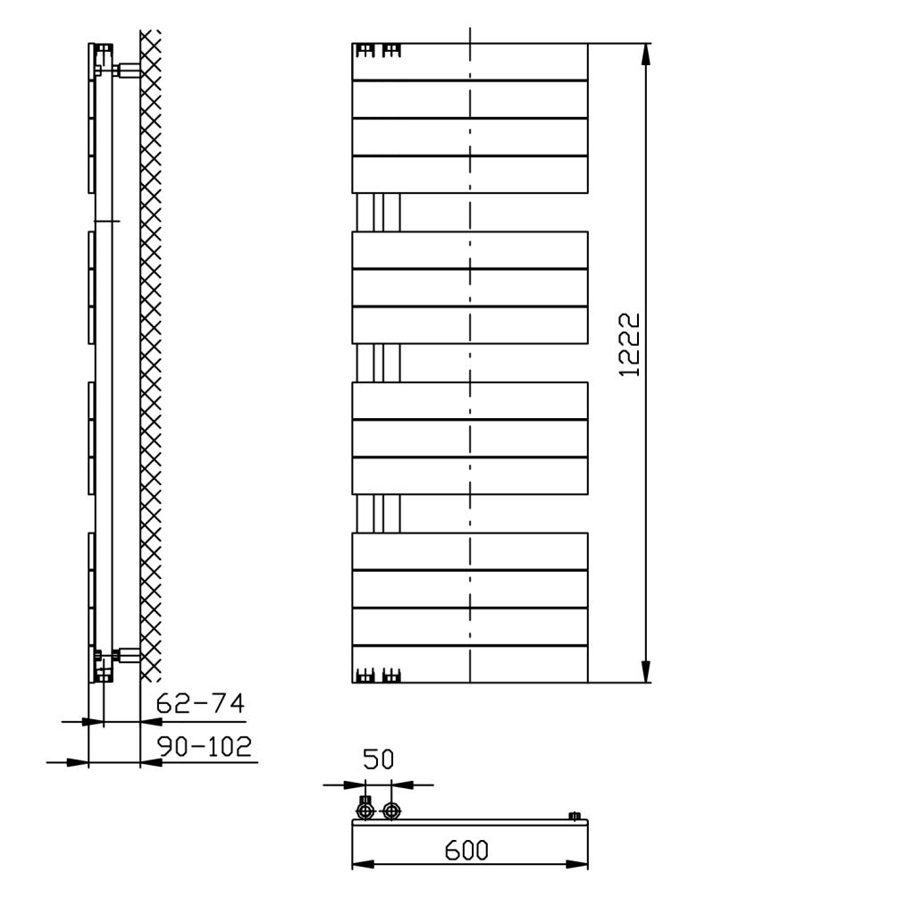 Obrázok AQUALINE - MILI vykurovacie teleso 600x1222 mm, čierny mat DC626T