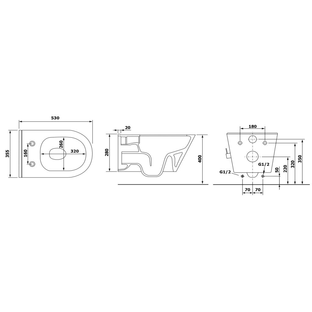 Obrázok SAPHO - AVVA závesná WC misa Rimless, integrovaná batéria a bidetová spŕška 35,5x53 cm, czarny mat 100315-110